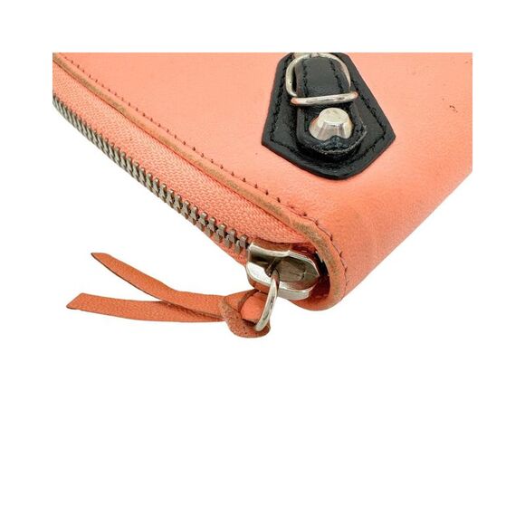 Pre Loved Balenciaga Classic Continental Zip Wallet Coral Women Orange - Picture 4 of 8